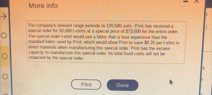 units (t-shirts): (Click the icon to view the costs.) (Click the icon