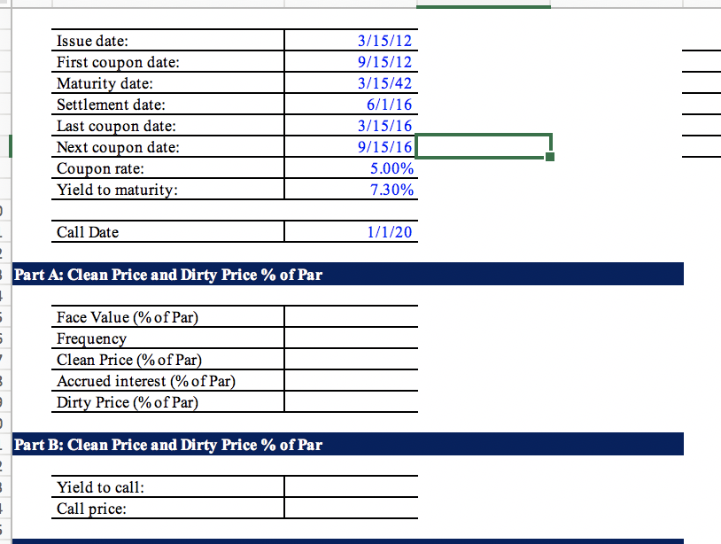  Issue date: First coupon date: Maturity date: Settlement date: Last coupon