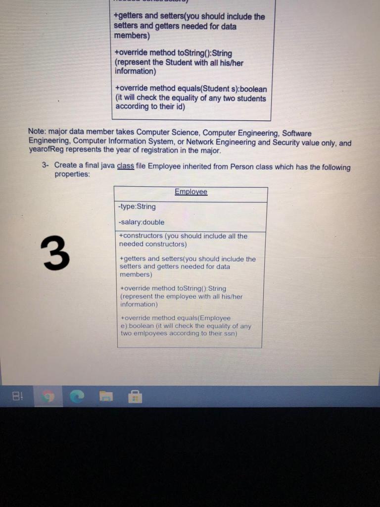 > Person -name:String -gender:String -SSN:long +constructors (you should include all the needed