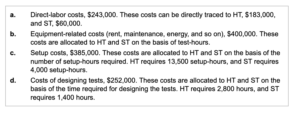 on materials and operates at capacity. Under its current simple costing system,
