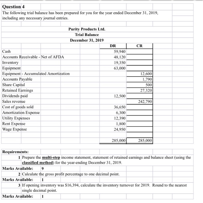  please help me with the requirements below Question 4 The following