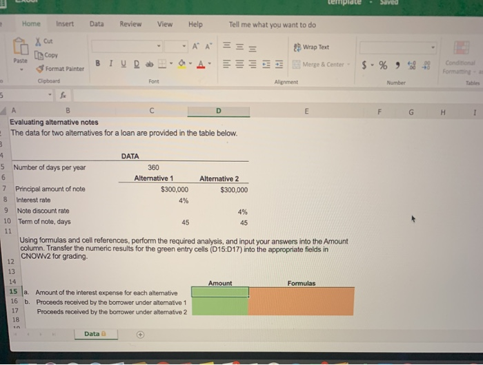365 Calculator Evaluating alternative notes A borrower has two alternatives for a