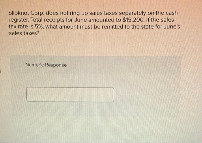  Slipknot Corp. does not ring up sales taxes separately on the
