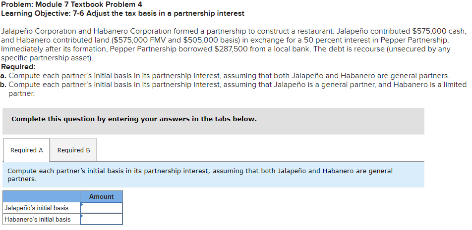  Problem: Module 7 Textbook Problem 4 Learning Objective: 7-6 Adjust the