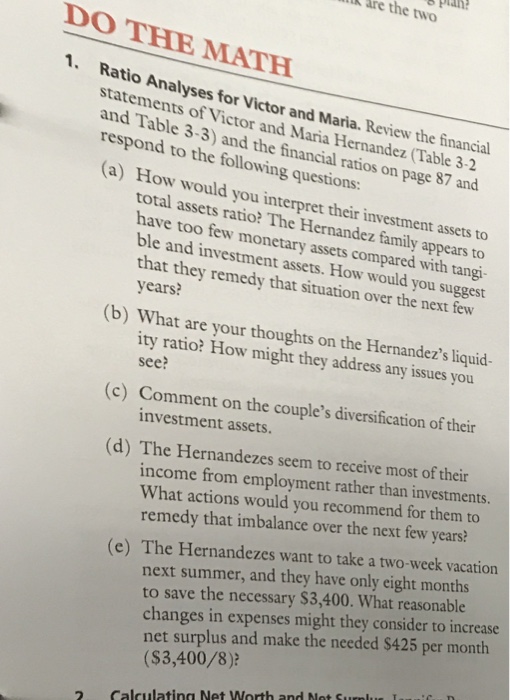  Question 1 a-e re the two pidn DO THE MATH 1.