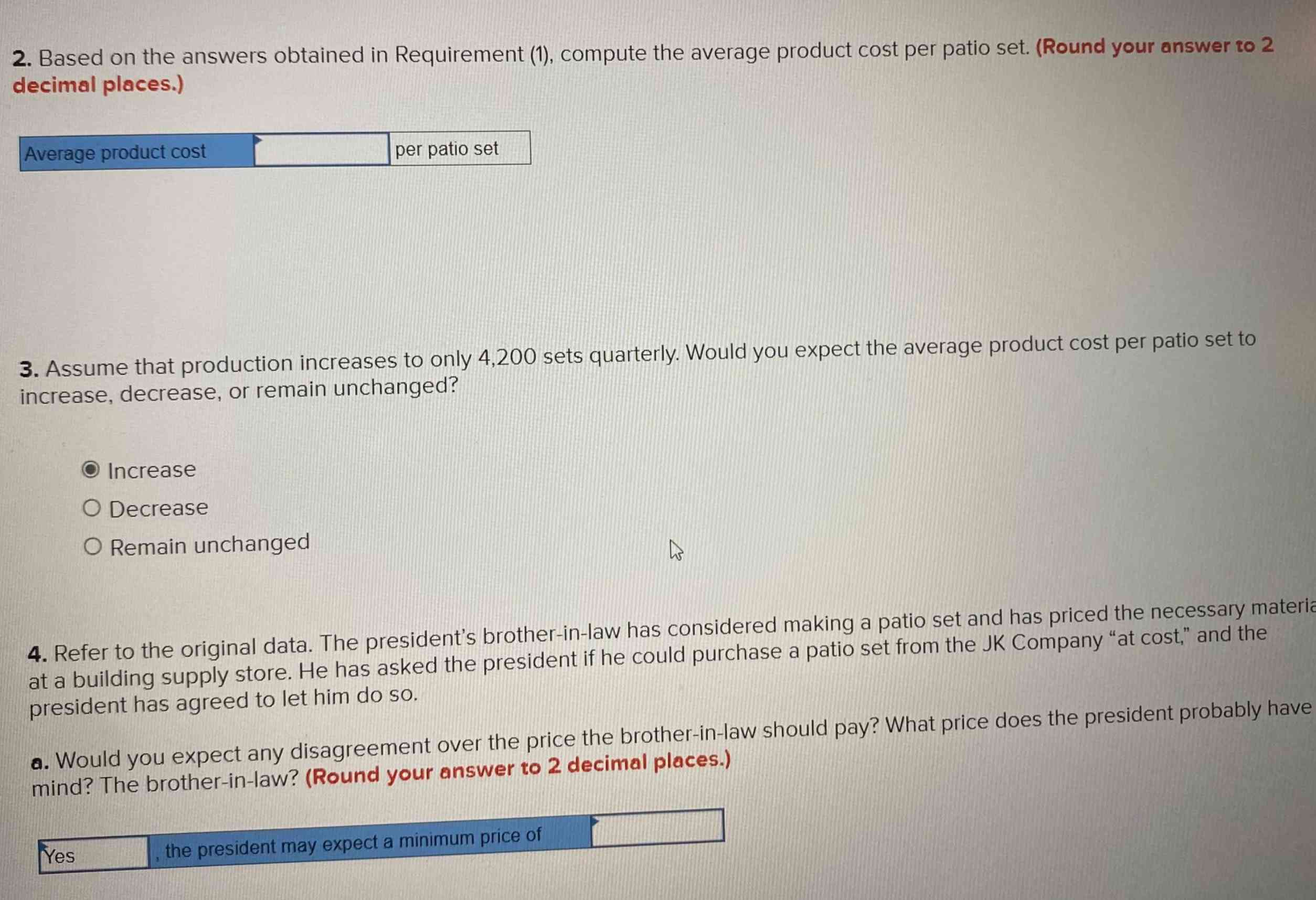  Based on the answers obtained in Requirement (1), compute the average