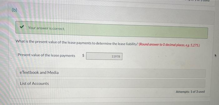 ploces, eg. 5,275 .) Present value of the lease payments List of