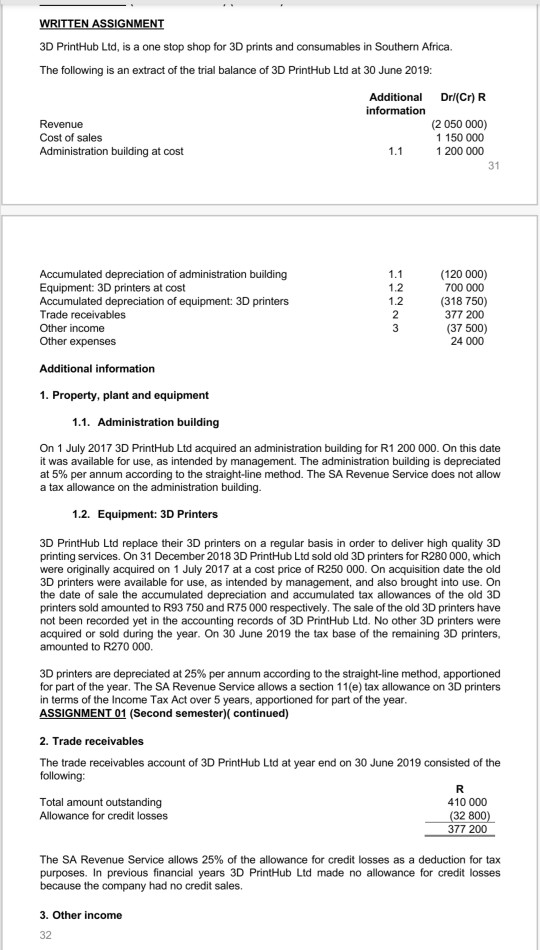 WRITTEN ASSIGNMENT 3D PrintHub Ltd, is a one stop shop for