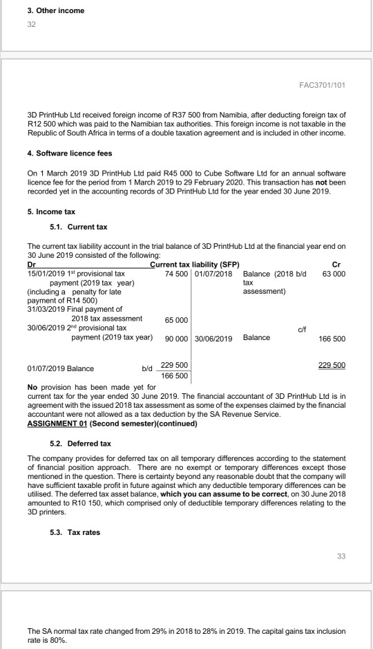3D prints and consumables in Southern Africa. The following is an extract