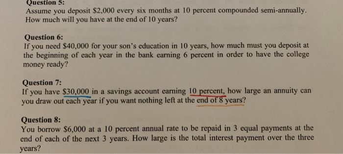 can i get the excel formula solution for the problems below Question
