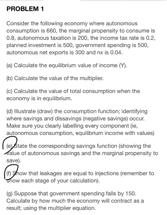  pls answer E and F only. thanks! PROBLEM1 Consider the following