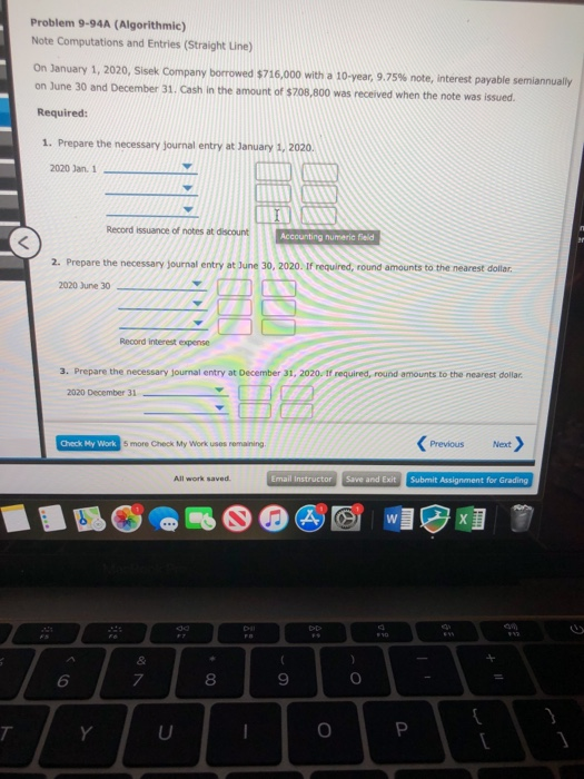  Problem 9-94A (Algorithmic) Note Computations and Entries (Straight line) On January