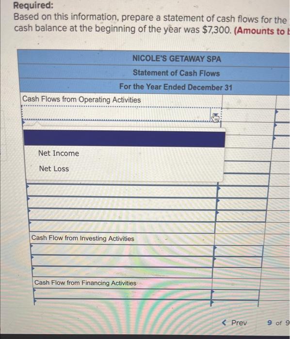 12-5] During a recent year, Nicole's Getaway Spa (NGS) reported net income