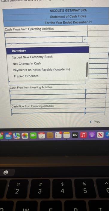 of $430. b. Depreciation of $3,300. c. Increase of $2,200 in prepaid