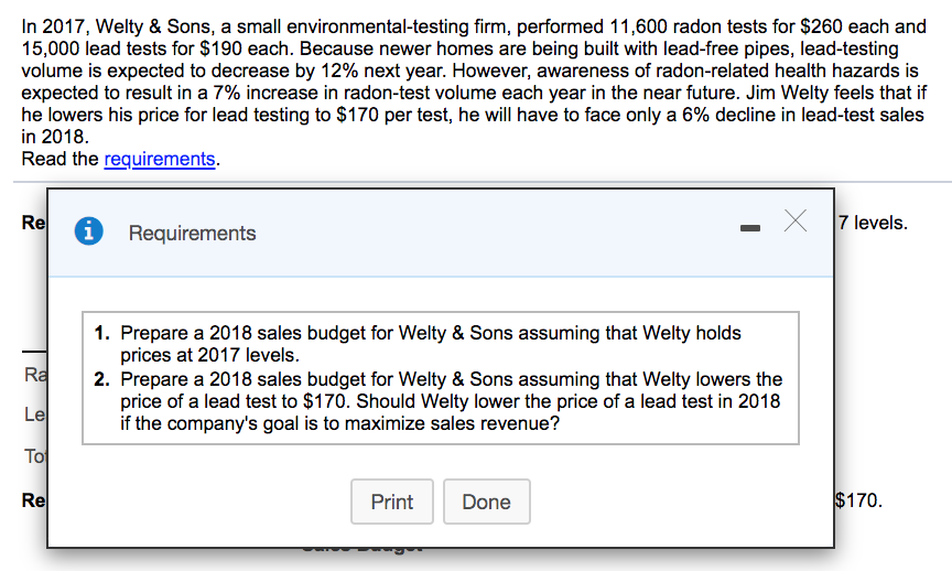  The drop down options for requirements 1 and 2 are all