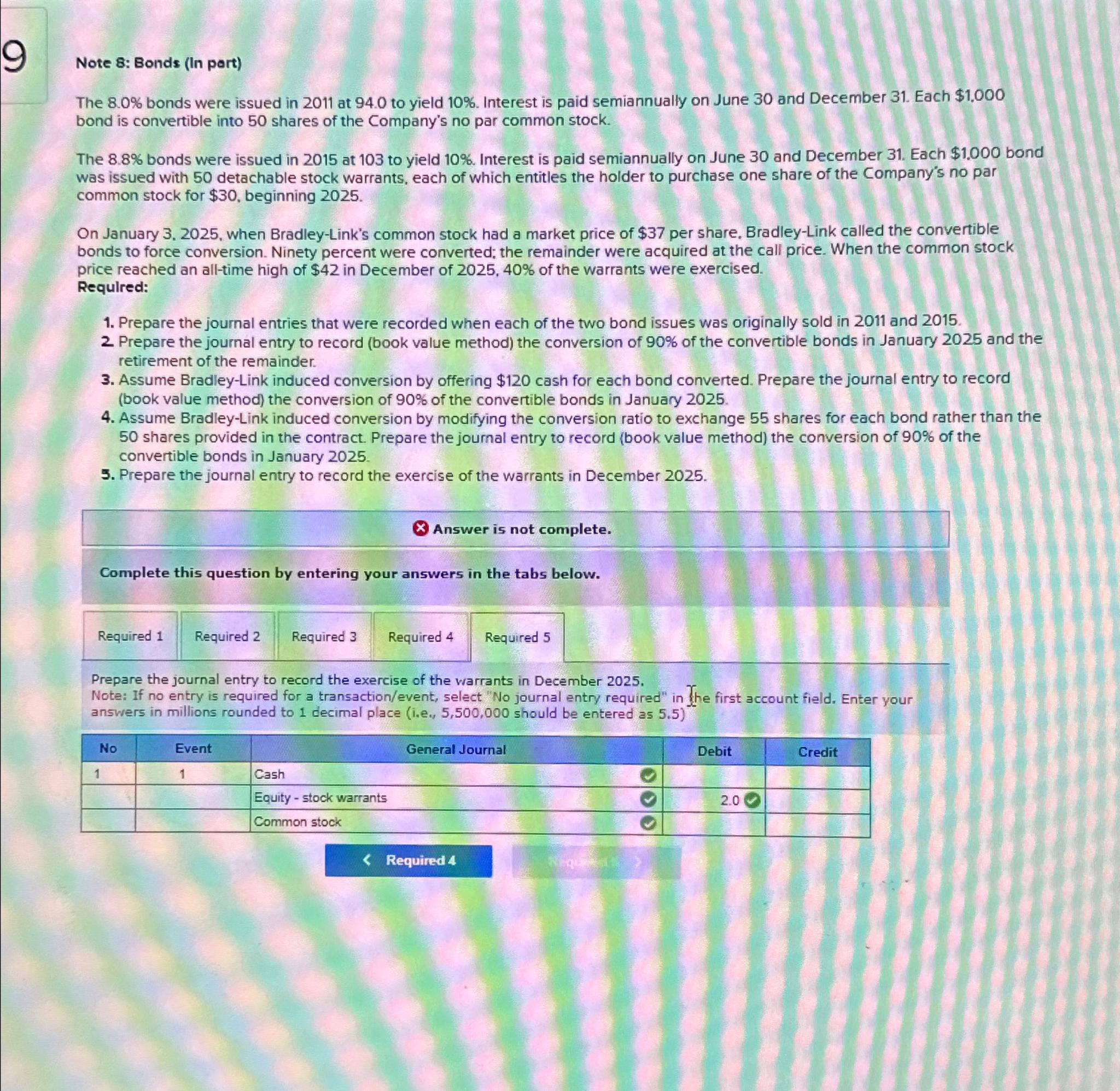  Can someone help solve req 5 please? Include all workings. Thanks!