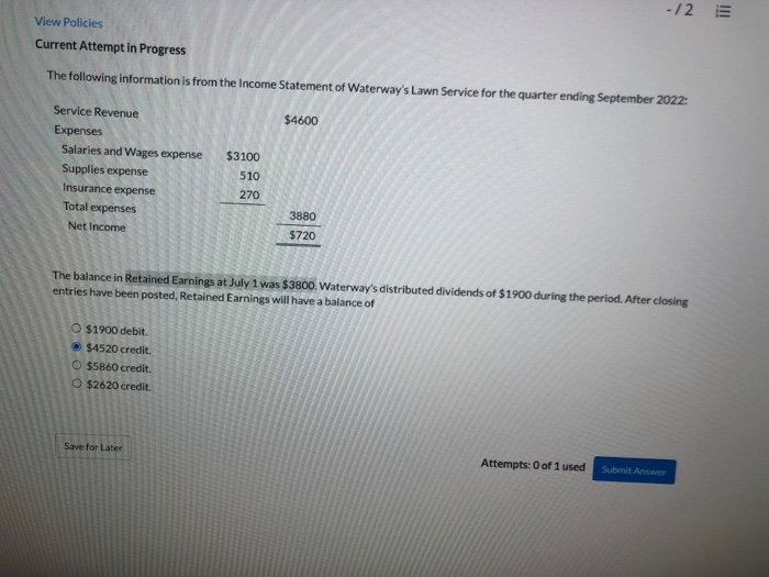  -12 View Policies Current Attempt in Progress The following information is