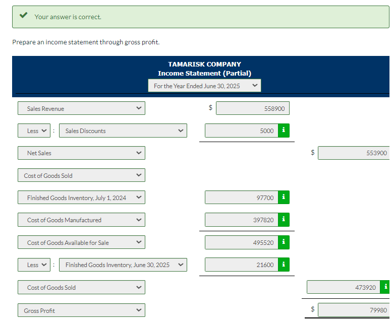 fiscal year ended June 30, 2025 . Prepare a cost of goods