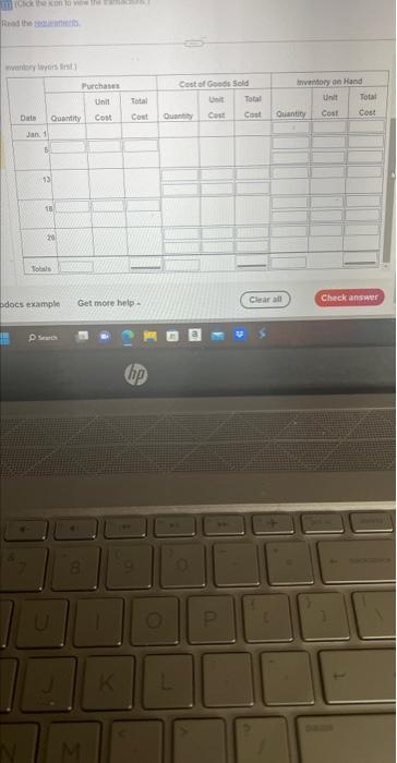 merchandise inventory, and gross profit 2. Prepare a perpetual inventory record, using