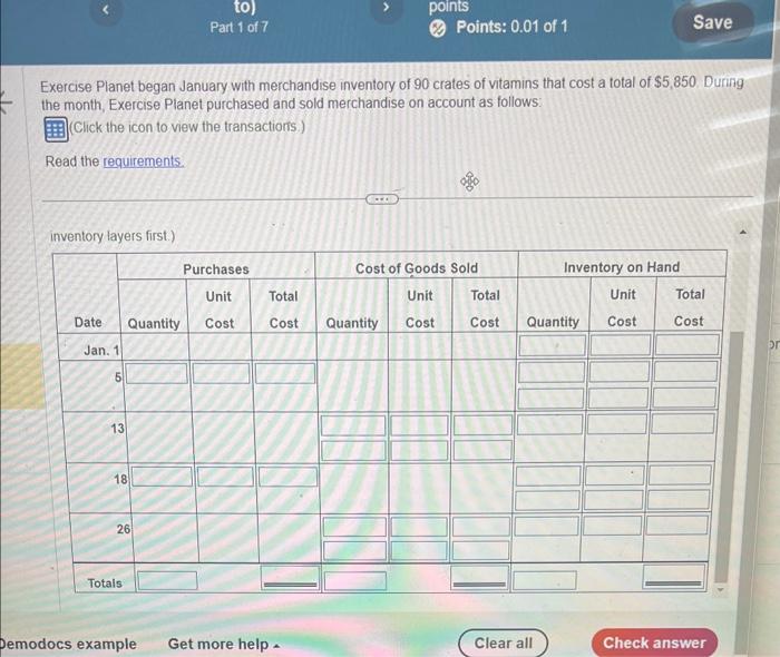 the LIFO inventory costing method, and determine the company's cost of goods