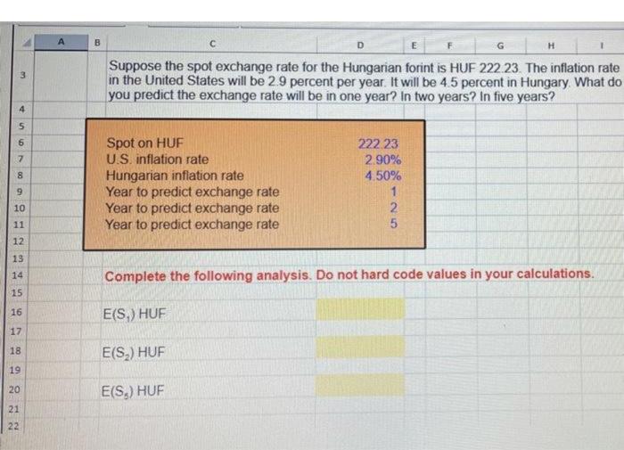  B E 3 Suppose the spot exchange rate for the Hungarian