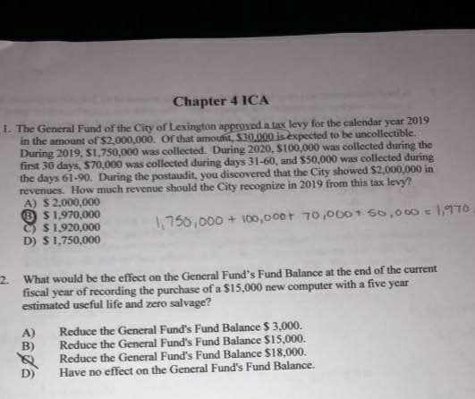  Question 1 and 2? Chapter 4 ICA 1. The General Fund