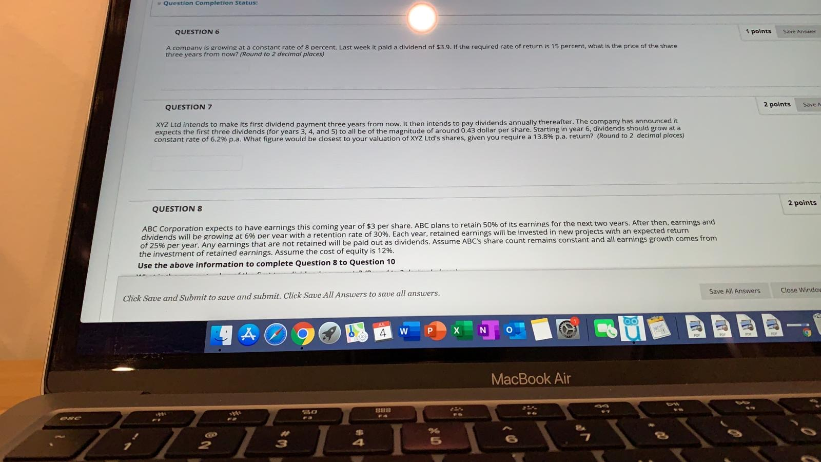  Question Completion Status: QUESTION 6 1 points Save Arvower A company