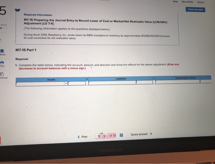  Help Save & Exit Submit Check my work 07 1 of