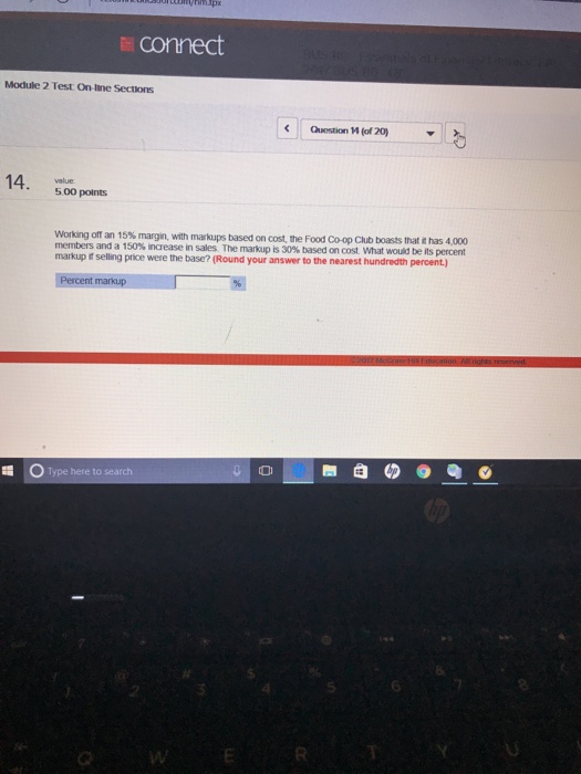  connect Module 2 Test On line Sections Question 4 (of 20)