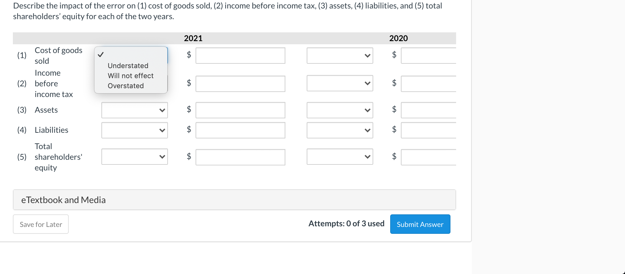 for its cost of goods sold and Inventory: Cost of goods sold