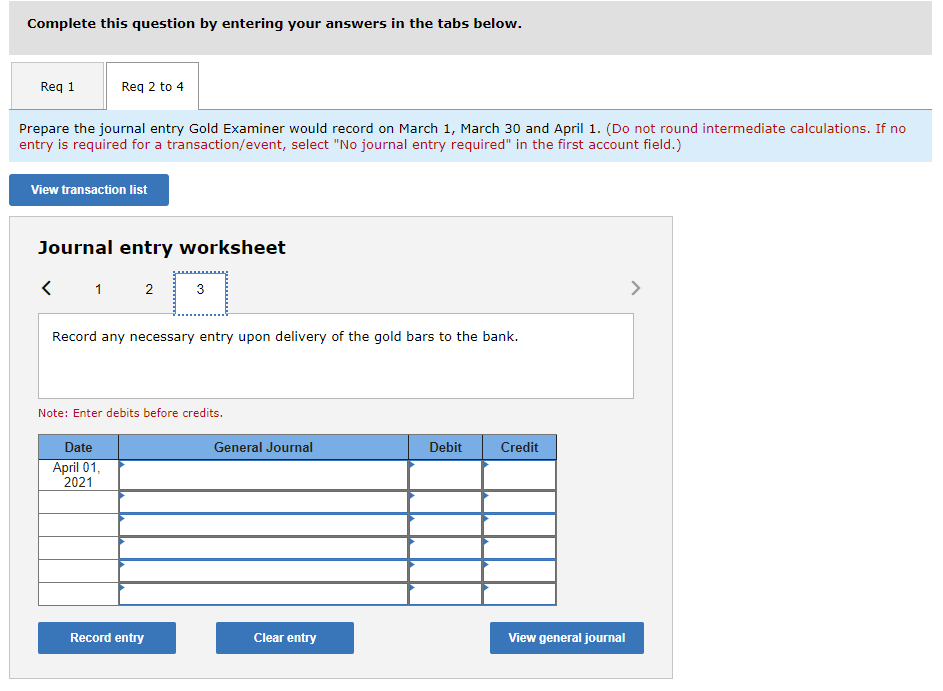The contract states that ownership passes to the bank when Gold Examiner