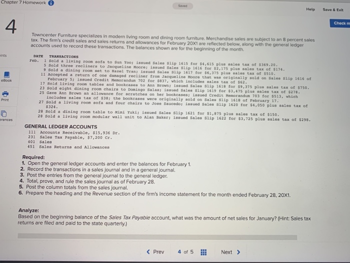  Chapter 7 Homework Seved Help Save & E Check 4. Towncenter