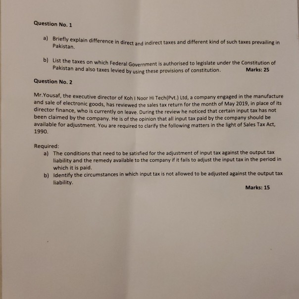How to solve these Question No. 1 a) Briefly explain difference in