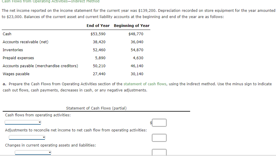  Cash Hows from Operating Activities-indirect Method a. Prepare the Cash Flows