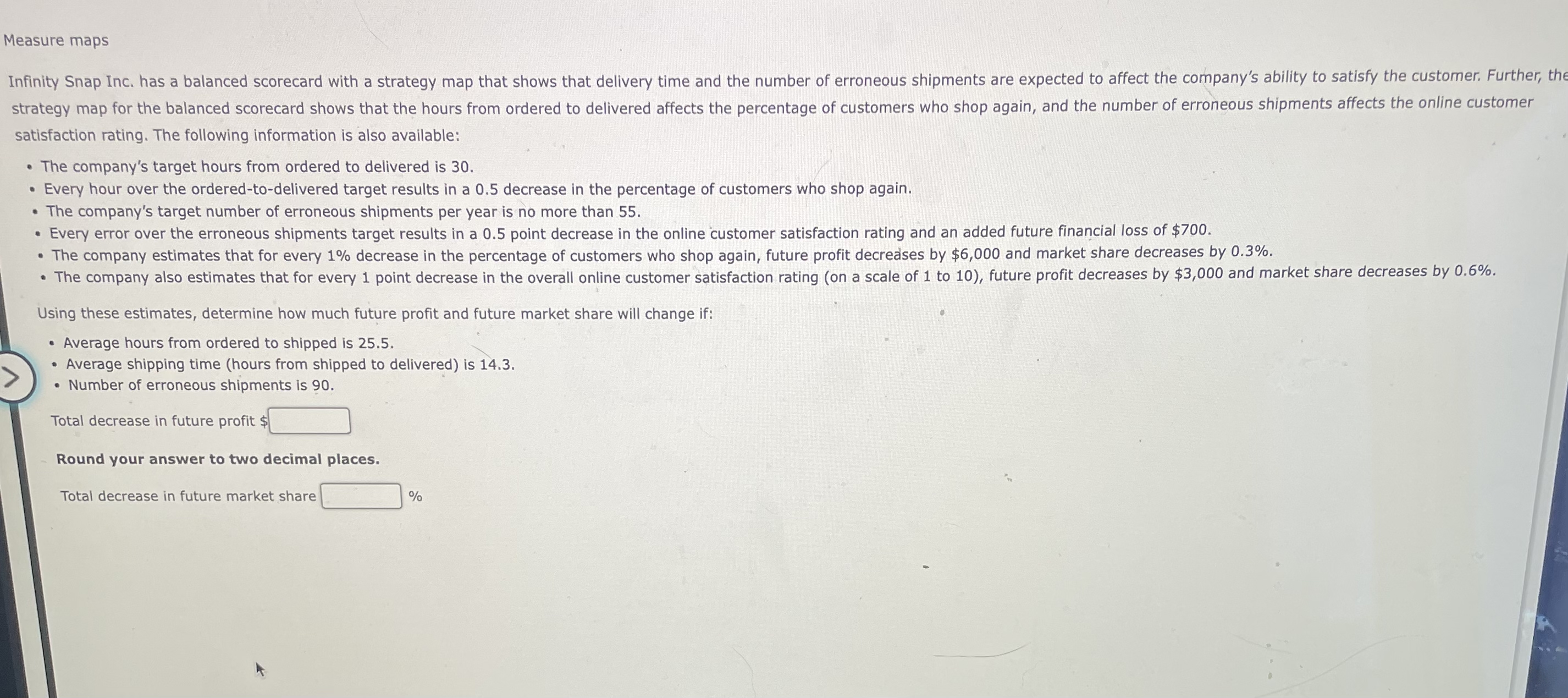  Measure maps Infinity Snap Inc. has a balanced scorecard with a