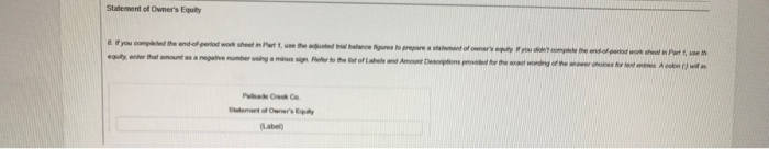 stalement, a sfalement of owner's equity, and a balanoe sheet A Prepare