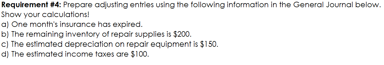 March 31 in the space below. You will only be preparing the