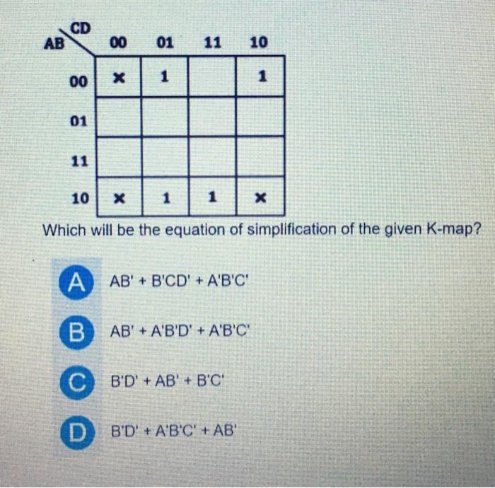 Need help, Don't care simplification K maps Which will be the equation