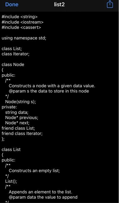 in the class List. Do not change file list2.h. Add a method
