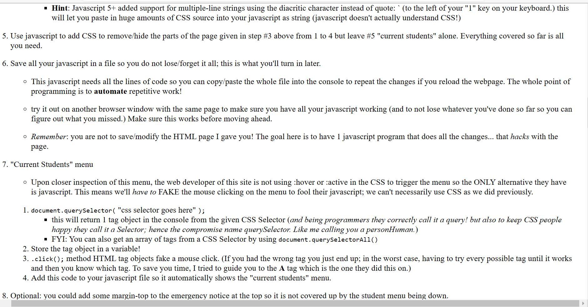 real world use of javascript and DOM that graduates may actually do