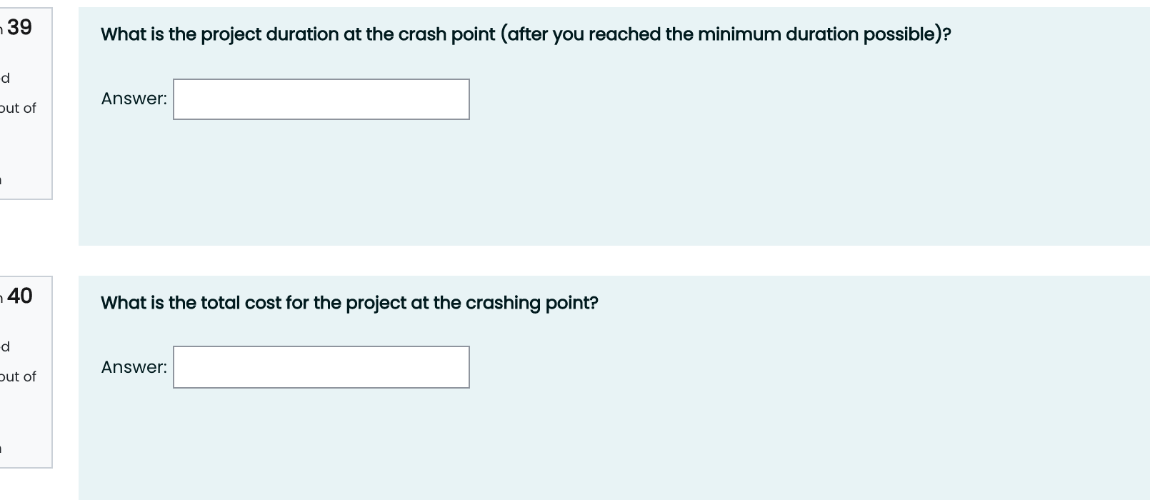 the crash point of the network. For each move identify what activity(ies)
