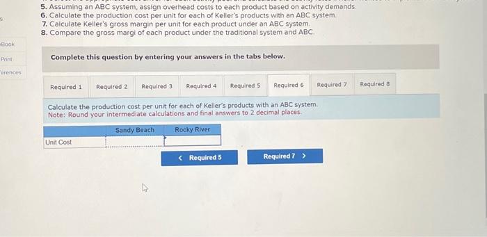 margin per unit for each product under an ABC system. 8. Compare