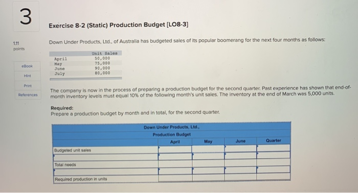 each year, as shown in the company's sales budget for the second