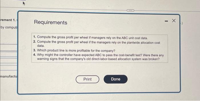 if managers rely on the ABC unit cost data. 2. Compute the