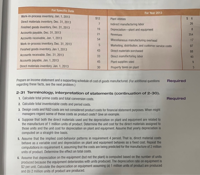  please explain in detail 1-6 For Specific Date For Year 2013