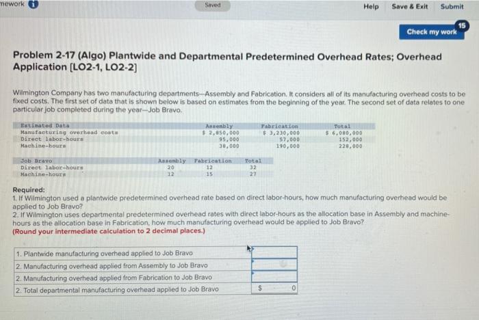  mework Saved Help Save & Exit Submit 15 Check my work