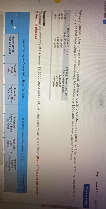  Hitlework Saved Help Save & Exit Submit Check my work Mercury