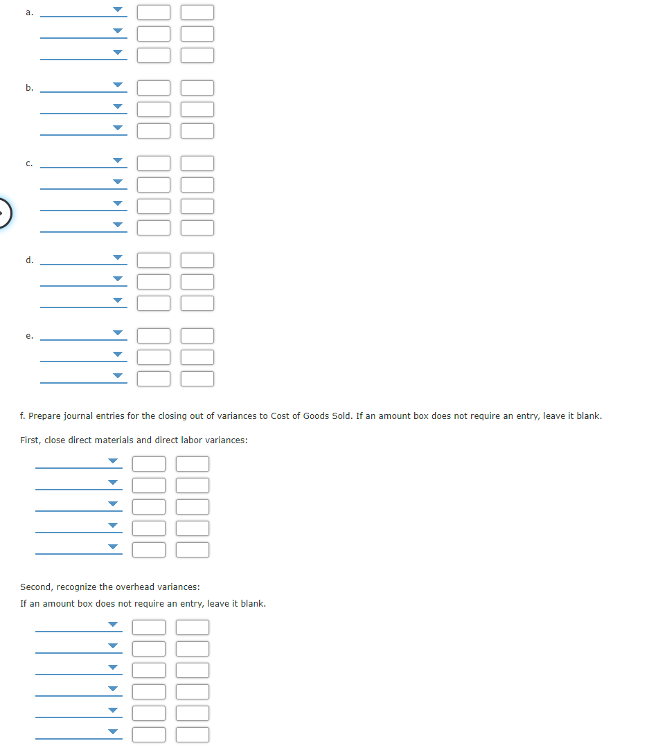 Variances, Journal Entries Algers Company produces dry fertilizer. At the beginning of