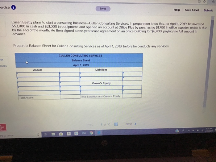  ercise Seved Help Save &Exit Submit Cullen Beatty plans to start