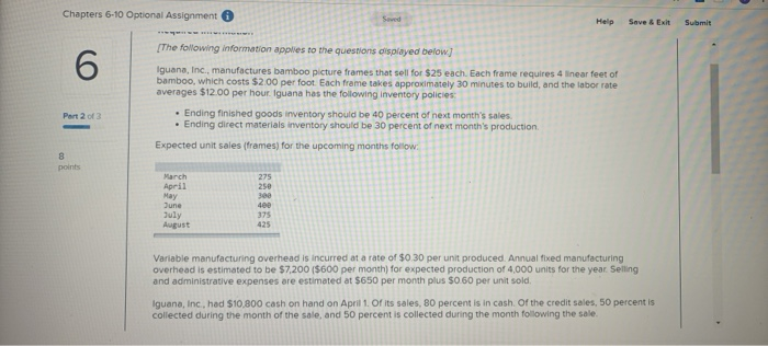  I really need help with this problem tonight Chapters 6-10 Optional